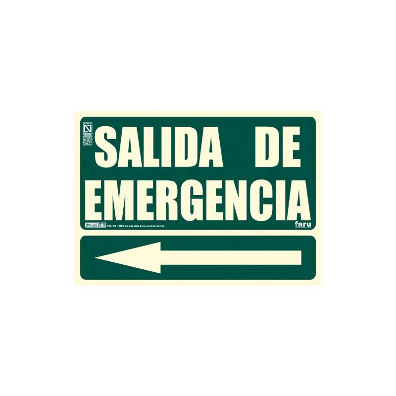 Señal SALIDA DE EMERGENCIA Flecha a la izquierda A4 Y A3 | OUTLET