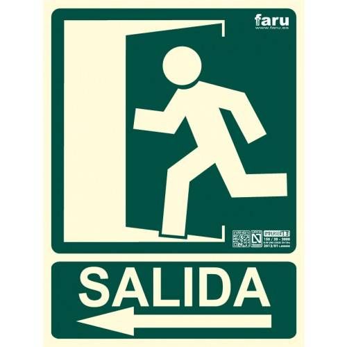 SEÃ‘AL SALIDA HACIA IZQUIERDA (imagen con puerta seÃ±alizada e indicadora) 22.4 x 30 cm.