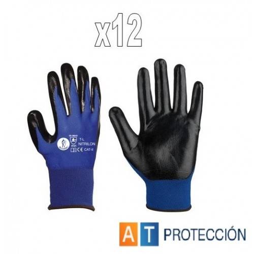 Pack 12 pares guantes nitrilo azul-negro NITRILON
