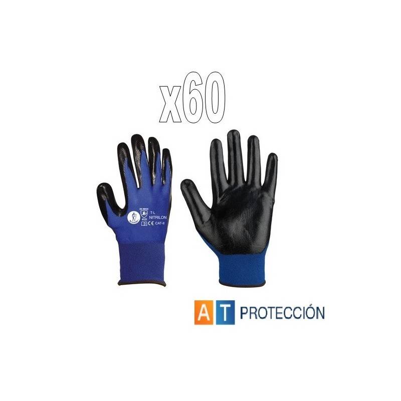 Pack 60 pares guantes nitrilo azul-negro NITRILON