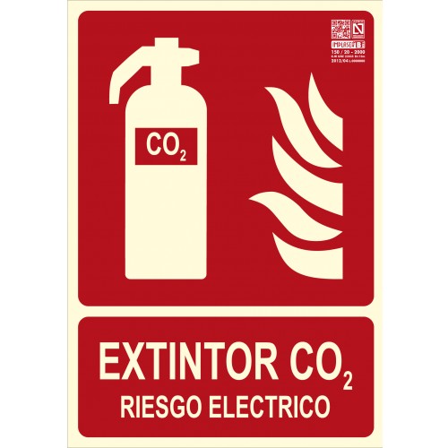  Señal EXTINTOR CO2 RIESGO ELÉCTRICO A4 