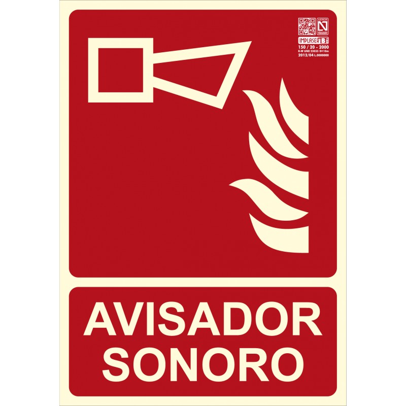 Señal de evacuación: Avisador Sonoro (Medidas 21 x 30 cm)