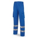 Pantalón de trabajo algodón azulina con bandas reflectantes
