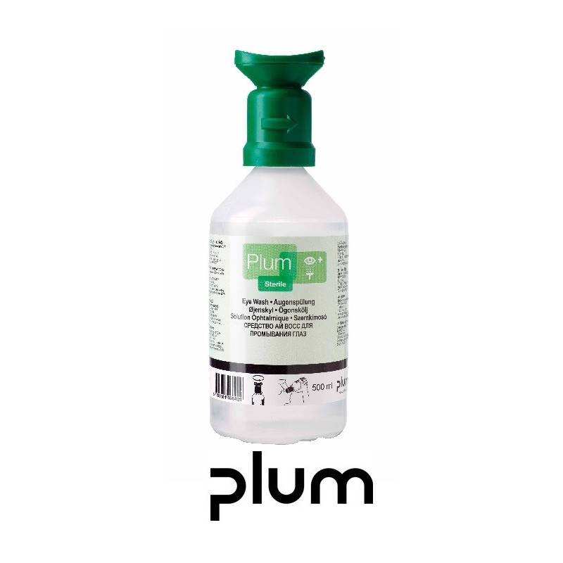 Botella lavaojos 500 ml. solución salina PLUM