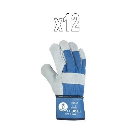 Pack 12 pares guantes americanos serraje-lona 805Z